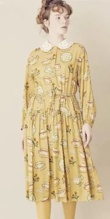 JaneMarple tea for two embroidery 컬러 드레스