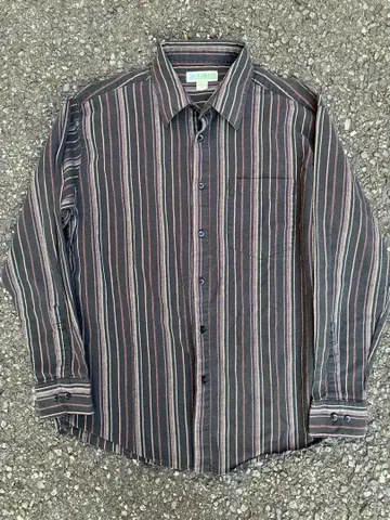 90s Vintage HABAND 블랙 스트라이프 긴팔 셔츠
