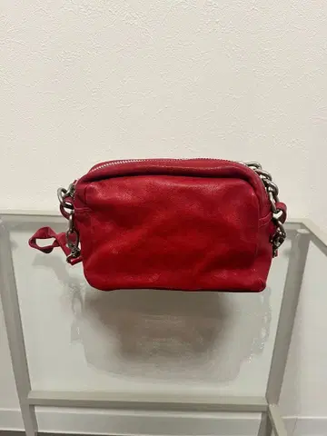 빈티지 잔니 키아리니 체인 가죽 숄더백 빨간색 수납 가방 포함