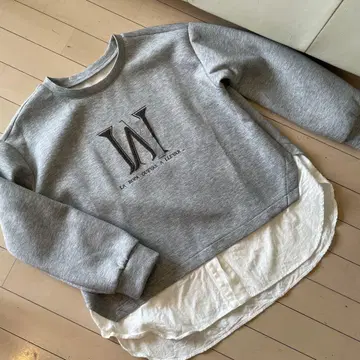 leilian 레이어드 디자인 맨투맨 그레이