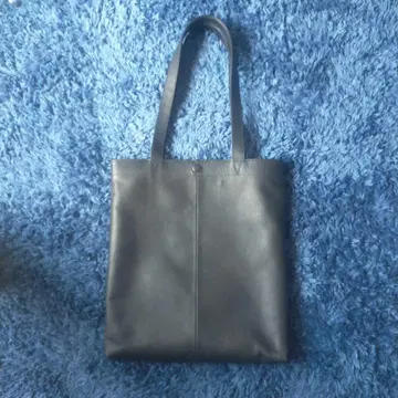 네이비 가죽 토트백
