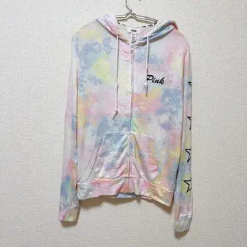 빅토리아 시크릿 핑크 타이다이 패턴 풀 집업 후드티 XS