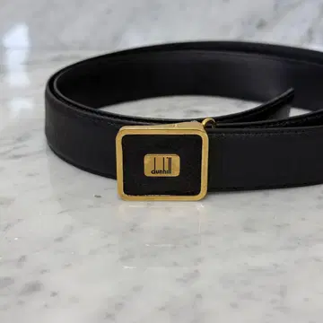 dunhill 던힐 블랙 벨트 골드 버클 천연 가죽 다크 톤
