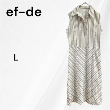 ef-de 에프데 스트라이프 슬리브리스 셔츠 원피스 롱 L