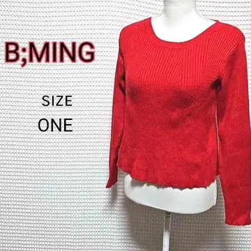B;MING 리브 레드 니트 사이즈 ONE