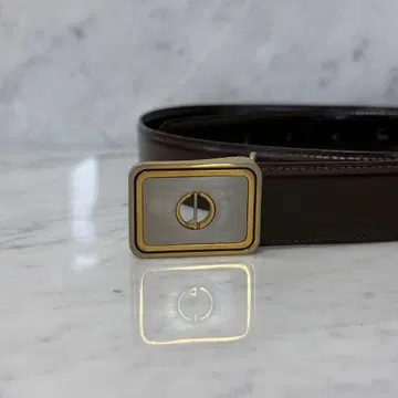 dunhill 던힐 벨트 브라운 실버 천연 가죽 은 금 로고