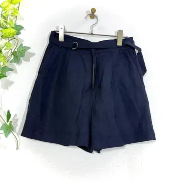 아파트 바이 로리즈 숏팬츠 M 린넨 혼방 벨트 포함 하프 팬츠 새상품급
