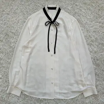 새상품급 ANAYI 조젯 하이 타이 블라우스 38 화이트