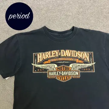 P3211 할리 데이비슨 양면 프린트 티셔츠 페이드