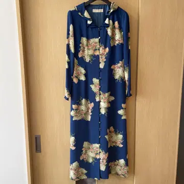 KETTY 플라워 프린트 긴팔 원피스 네이비
