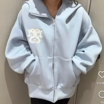 SNIDEL 볼륨 후드티 블루 매장 한정판 스나이델