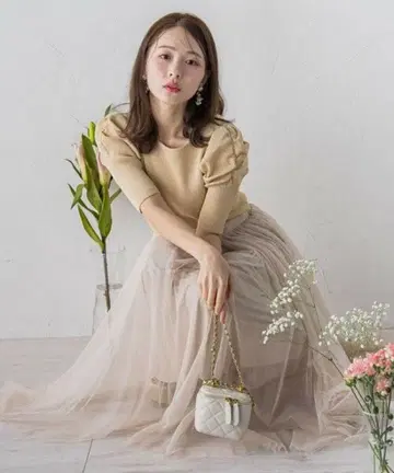 미사용 새상품 퀸즈 코트 튤 도킹 원피스 [ M ]