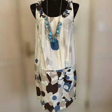 물방울 패턴 슬리브리스 원피스 목걸이 포함