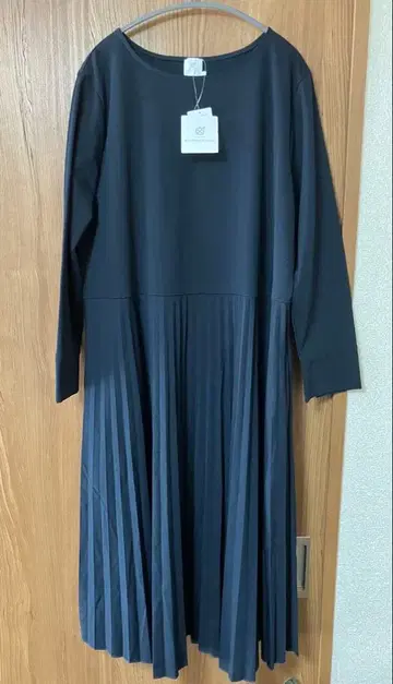 쿠리하라 하루미 저지 플리츠 원피스 L 네이비 계열
