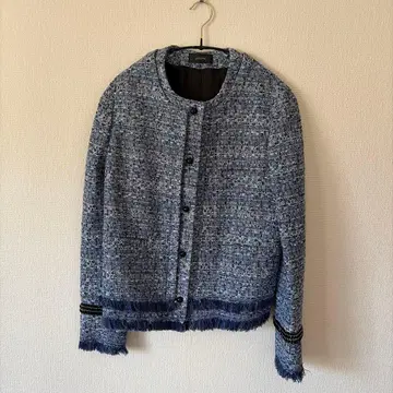 JOSEPH 노카라 자켓 블루 계열 트위드