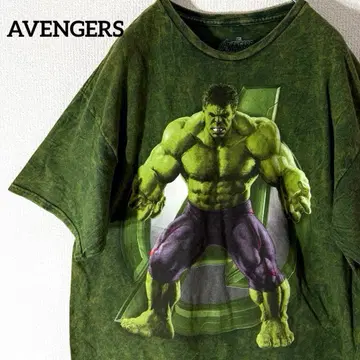 헐크 어벤져스 반팔 T셔츠 남성용 XL 빅 프린트 아메캐릭터 구제 의류