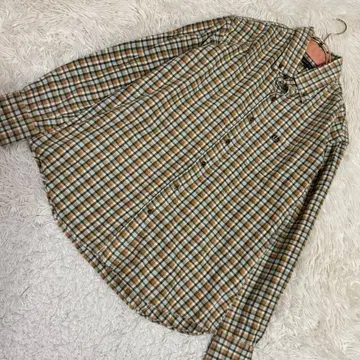 KANSAI JEANS 체크 무늬 셔츠 오렌지 그린 LL 돌려입기