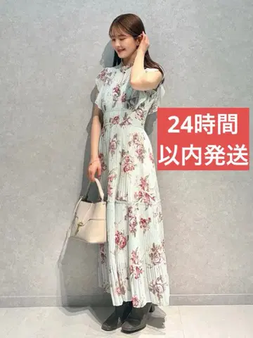 SNIDEL Sustainable 플리츠 프린트 원피스