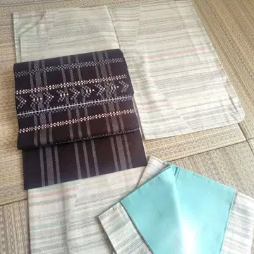 명주 이중 기모노 가로 줄무늬 순수 실크 가벼움!