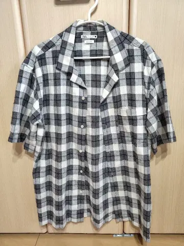 ZARA 반팔 셔츠 남성용 Lsize 체크 무늬 미사용