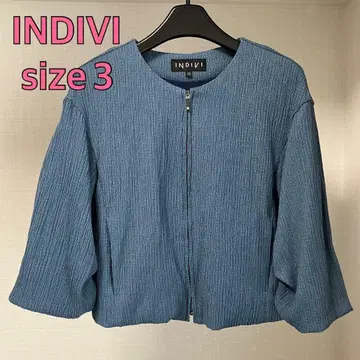 INDIVI 인디비 벌룬 슬리브 블루종 사이즈 3 블루