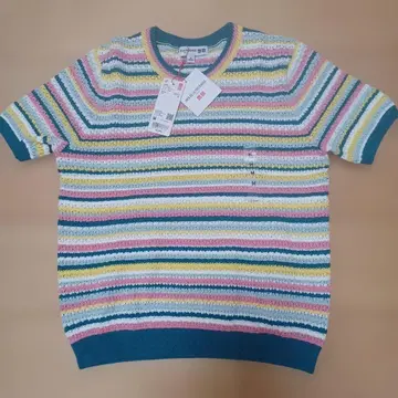 유니클로 이네스 콜라보 포인트 보더 크루넥 스웨터 64 블루 M