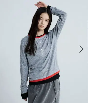 JEANASIS 3 컬러 레이어드 헨리 2피스 롱T 그레이 이번 시즌