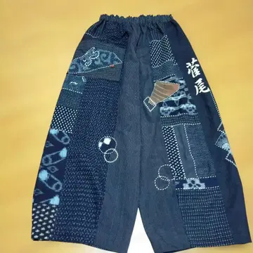 빈티지 원단 리메이크 반텐, 줄무늬 목화, 서생 무늬, 염색 통통 팬츠