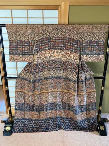 1 부츠케 총무늬 일본 사라사 노시메 아와세 크레이프 원단