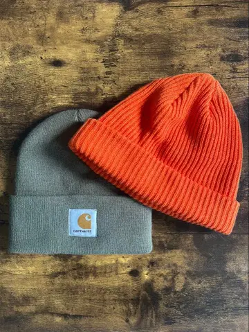 Carhartt 니트 모자 오렌지 그레이 2개 세트 (별도 판매 가능)