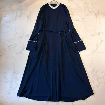 2025AW 나노 유니버스 스탠드 카라 바이컬러 원피스 벨트 M