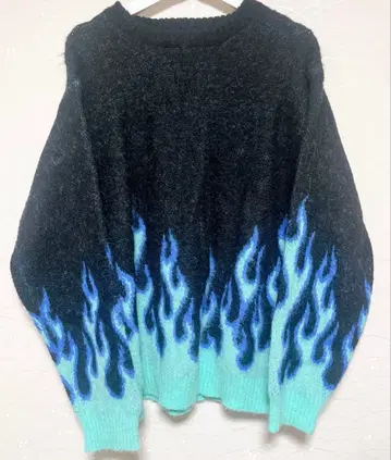 Backers 파이어 패턴 스웨터 니트 블루 M