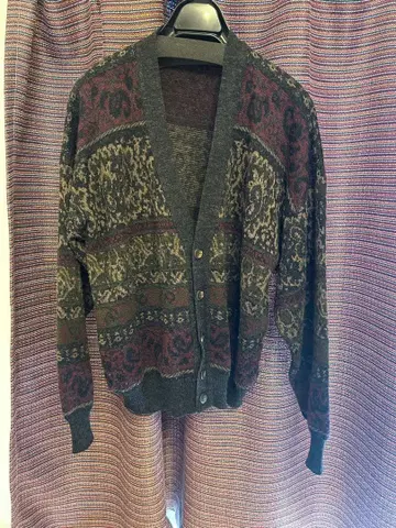 울 혼방 페어아일 패턴 가디건