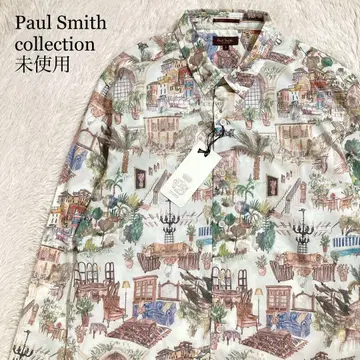 미사용 택 포함 폴스미스 컬렉션 긴팔 셔츠 코튼 올 패턴 회화