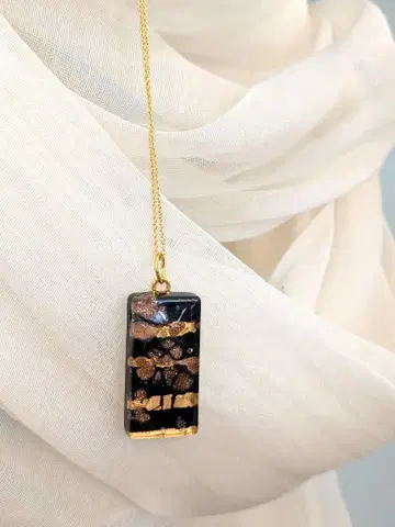 [ 하나뿐인 이탈리아제 ] 베네치아 유리 목걸이 유리 액세서리 블랙