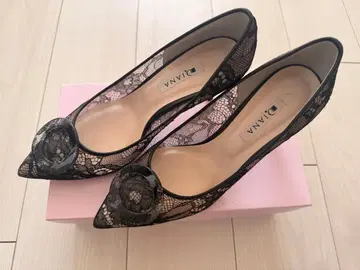 DIANA 블랙 레이스 하이힐 25cm