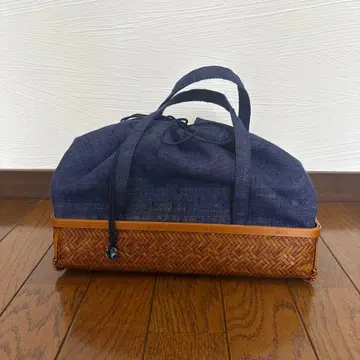 네이비 복조리형 바스켓백