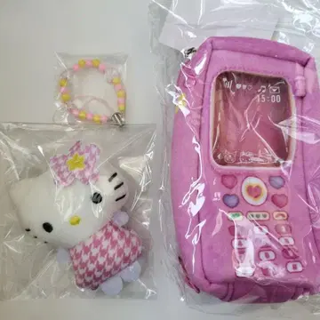산리오 카오하나 키티 파우치 마스코트 스트랩 3종 세트