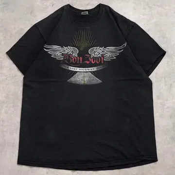 본조비 프룻 오브 더 룸 밴드T 티셔츠 구제 의류 00s XL 블랙