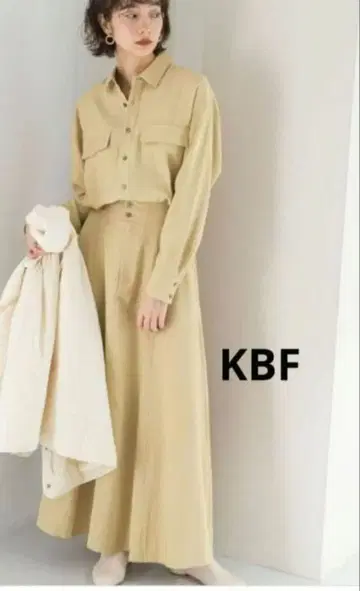 KBF 도킹 셔츠 원피스 베이지