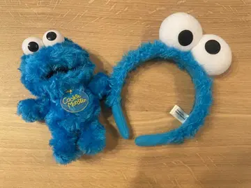 쿠키 몬스터 머리띠와 봉제 인형 키링 세트