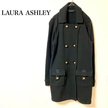 로라 애슐리 코트 롱 니트 M 블랙 나폴레옹 금 버튼 더블