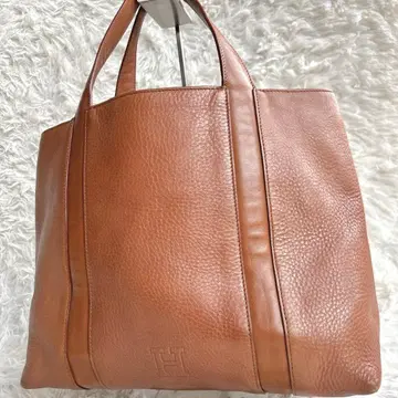 HIROFU 히로후 핸드백 주름 가죽 로고 엠보 브라운