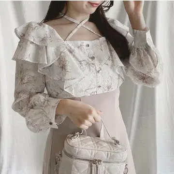 노마에 프릴 블라우스 도킹 원피스