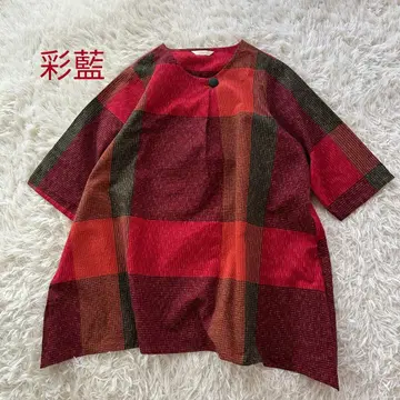 새상품급 채란 사이아이 미야타 직물 튜닉 블라우스 프리