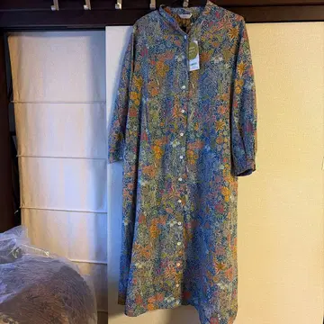 artipur 플라워 프린트 셔츠 원피스 블루