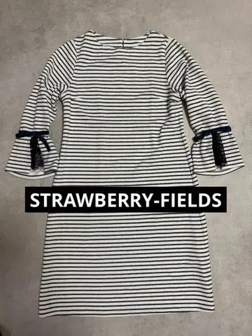 STRAWBERRY-FIELDS 긴팔 원피스 리본 보더