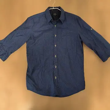 Paul Smith 다크 블루 도트 무늬 7부 소매 셔츠 S