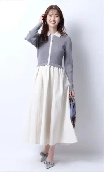 저스길리티 JUSGLITTY 25SS 카라 니트 도킹 원피스