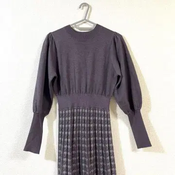 내추럴 뷰티 베이직 하운드 투스 도킹 니트 원피스